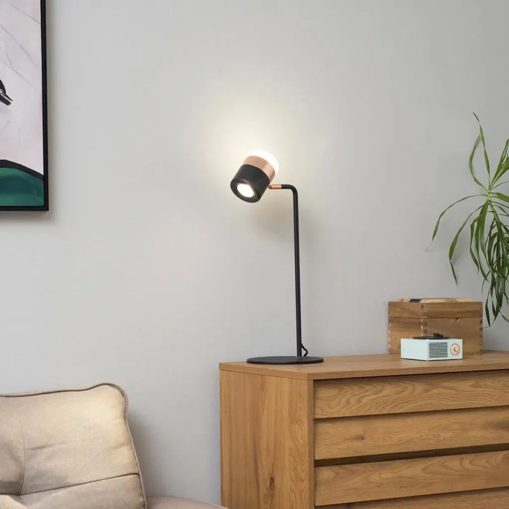 Tischlampe Nachttischlampe Tischleuchte LED 90° verstellbar Industrial Stil Metall Schwarz+Gold 27 x 24 x 51 cm
