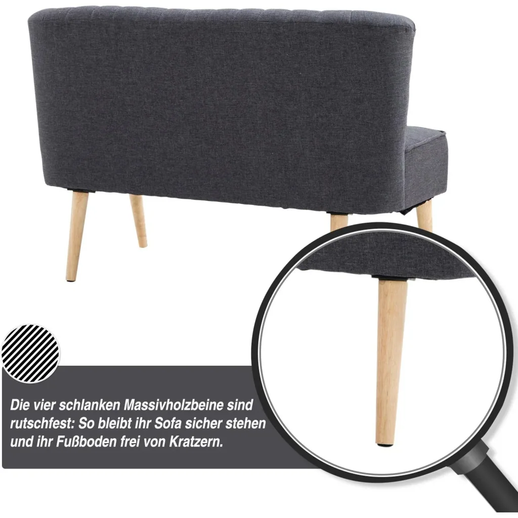 2-Sitzer Couch Stoffsofa Polstersofa Sitzmöbel Holz dunkelgrau 117 x 56,5 x 77 cm