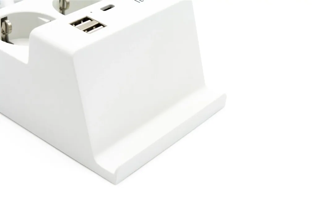 Tischsteckdose mit USB-A und Smartphone Ablage, 2-fach