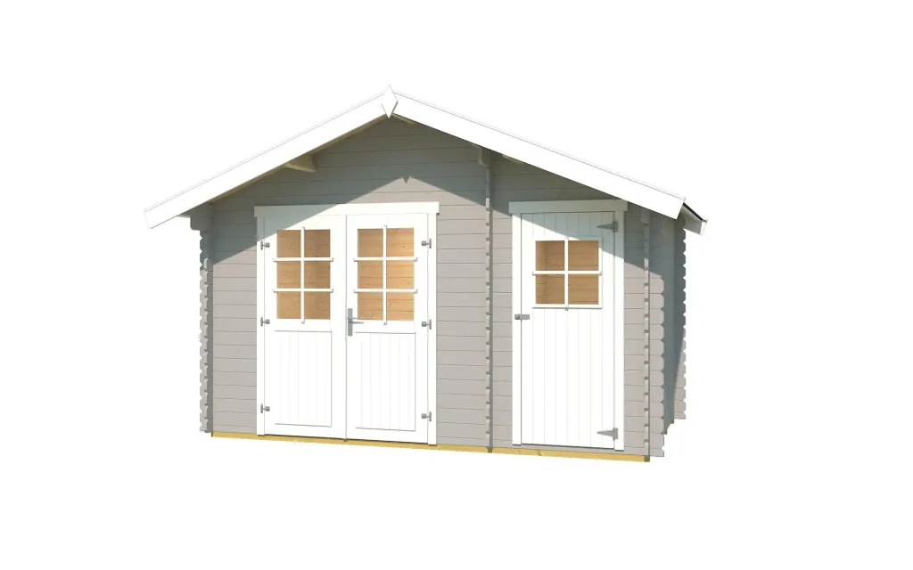 Gartenhaus 253 Gr.1 420 x 260 x 270 cm hellgrau, 28 mm, Doppeltür, mit 2. Raum Einzeltür