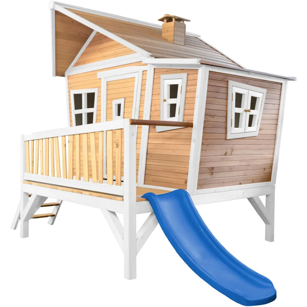 Emma Spielhaus Braun/Weiß - Blaue Rutsche