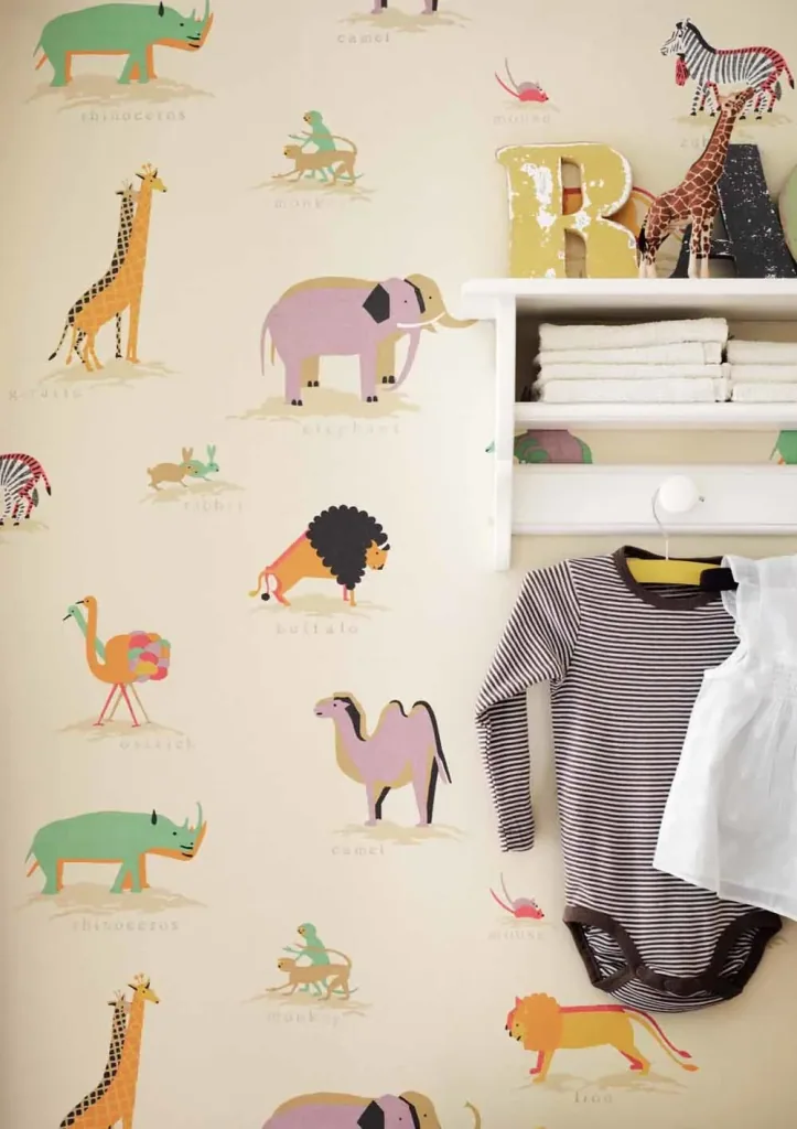 Little Sanderson Abracazoo Tapete Safari Tiere aqua rosa grau