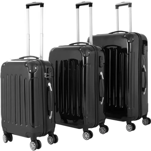 Hartschalenkoffer 3 Stück luxuriöser schwarzer M/L/XL aus Polycarbonat