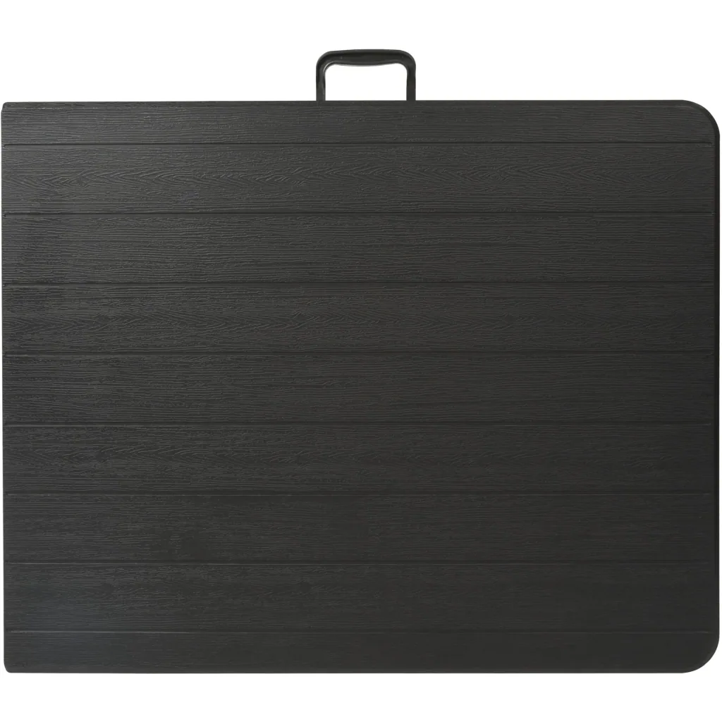 Klapptisch, Buffet-Tisch, Campingtisch, Picknicktisch, schwarze Holzoptik, klappbar tragbar mit Griff, HDPE-Platte und Stahlgestell 180 x 75 x 72 cm, für Innen- und Außenbereich