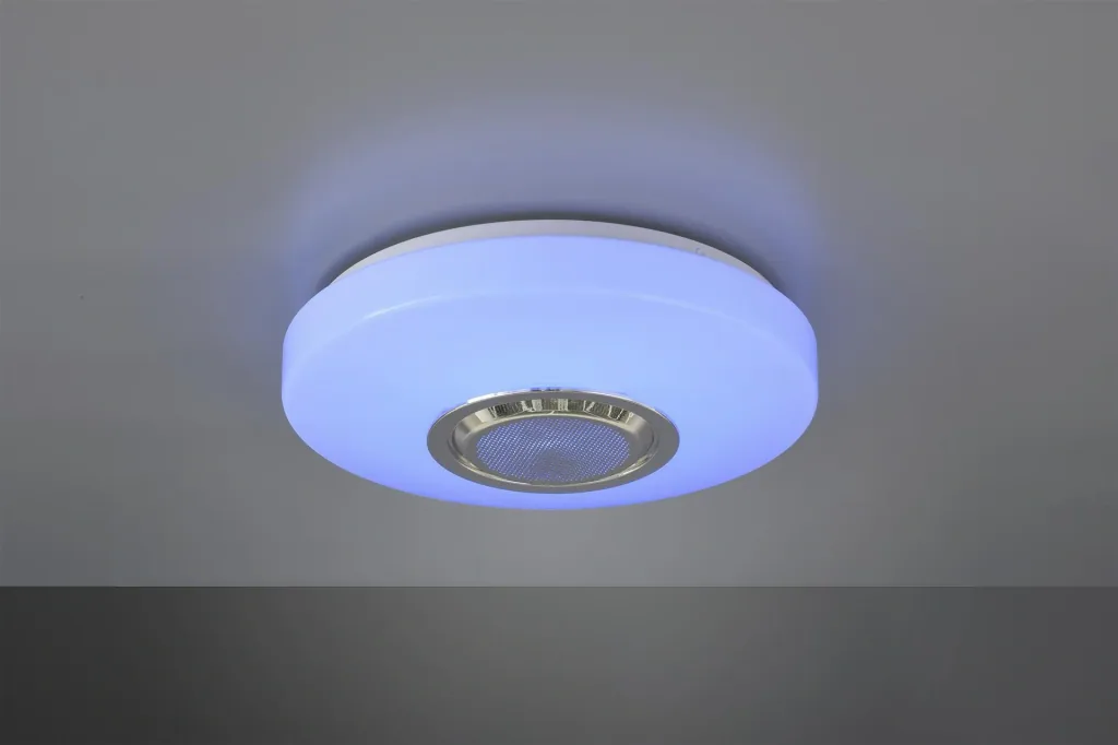 LED-Deckenleuchte MAIA, 10 W, 3000K, 1100 lm, RGBW, dimmbar, Fernbedienung, Bluetooth Lautsprecher, weiß