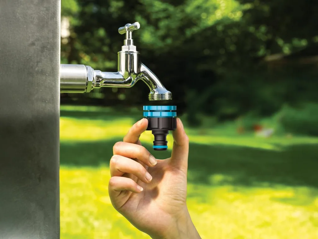 Kupplung mit Innengewinde 1/2" 3/4" 1", ABS türkis grau, ergonomisches Design für schnellen Anschluss an die Wasserquelle, Gartenschlauchverbinder mit Schnellkupplung zum Gießen