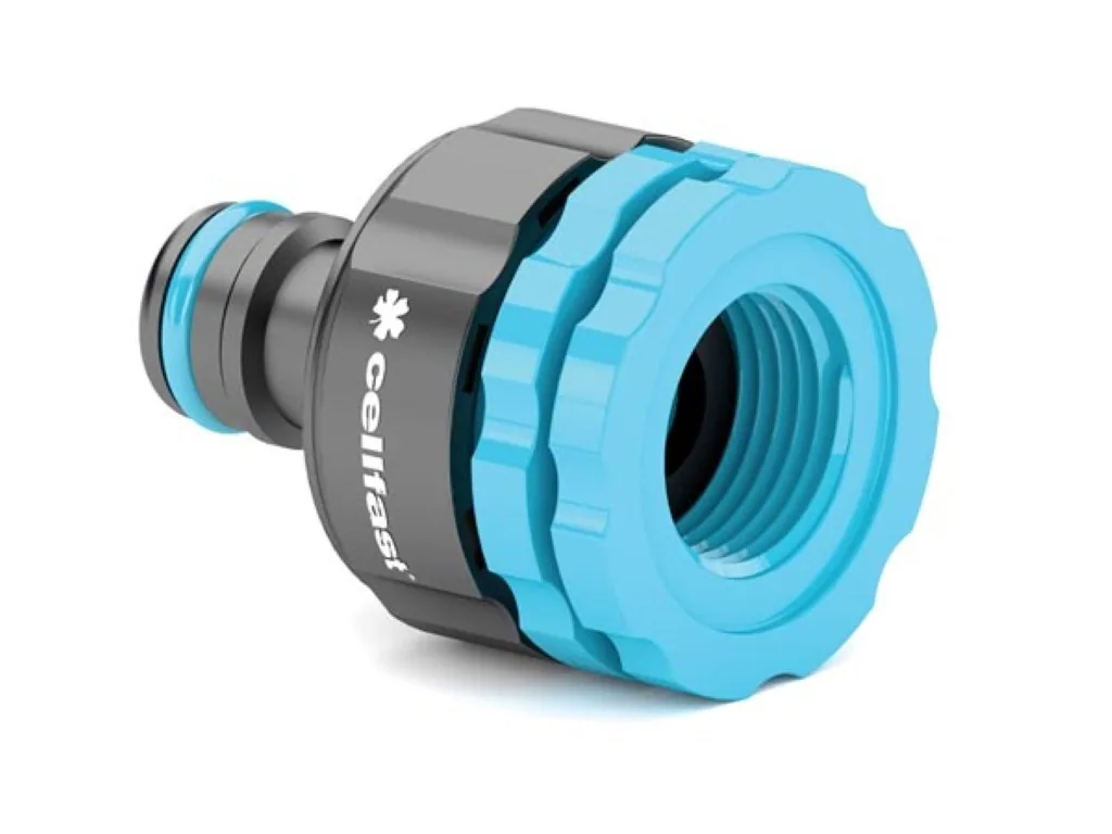 Kupplung mit Innengewinde 1/2" 3/4" 1", ABS türkis grau, ergonomisches Design für schnellen Anschluss an die Wasserquelle, Gartenschlauchverbinder mit Schnellkupplung zum Gießen