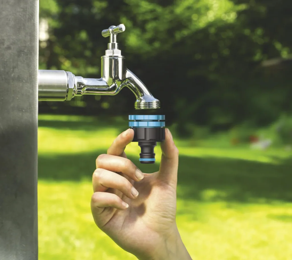 Kupplung mit Innengewinde 1/2" 3/4" 1", ABS türkis grau, ergonomisches Design für schnellen Anschluss an die Wasserquelle, Gartenschlauchverbinder mit Schnellkupplung zum Gießen