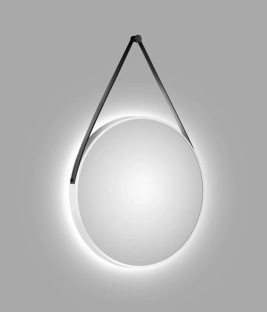 Dekorativer runder Wandspiegel mit indirekter LED Beleuchtung in weiß matt Ø 80 cm