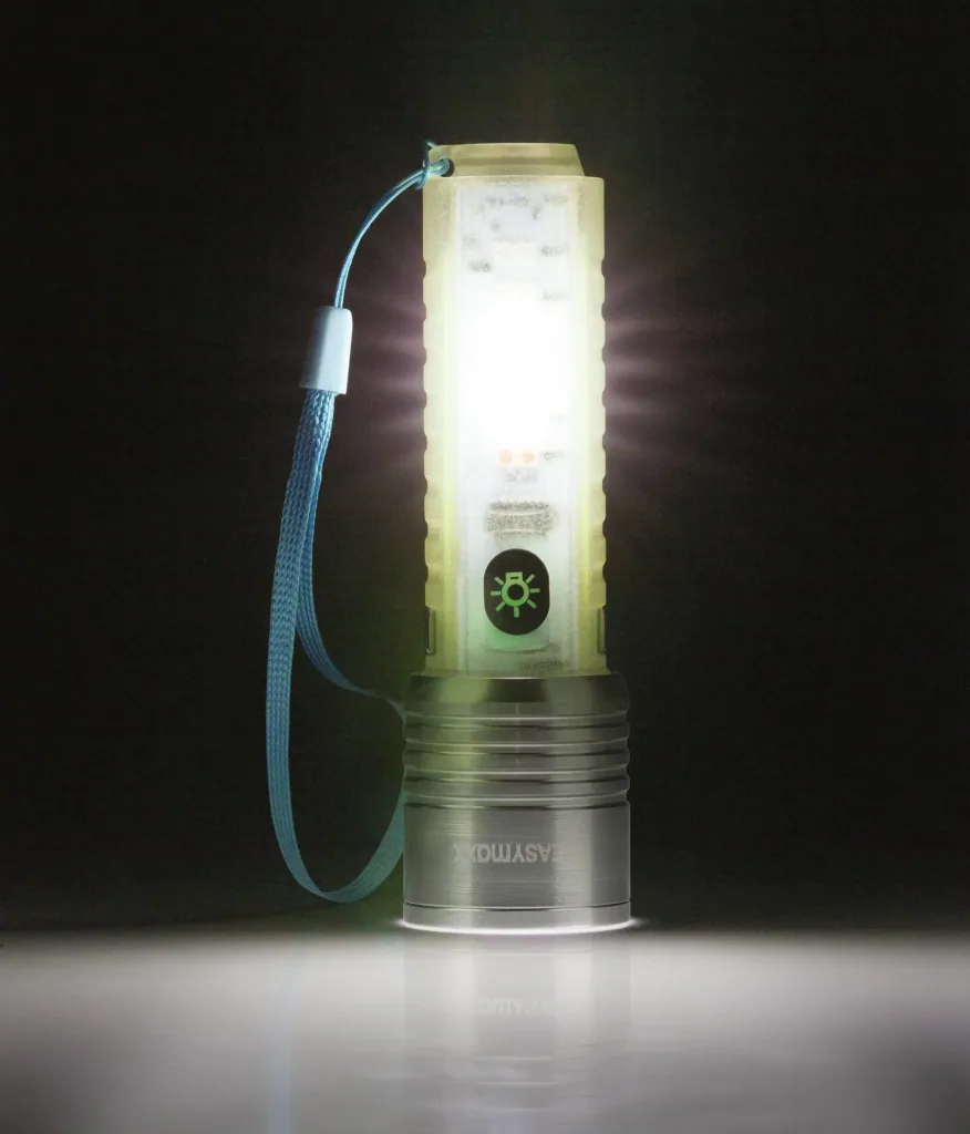 Power Taschenlampe mit fluoreszierendem Griff, aufladbar