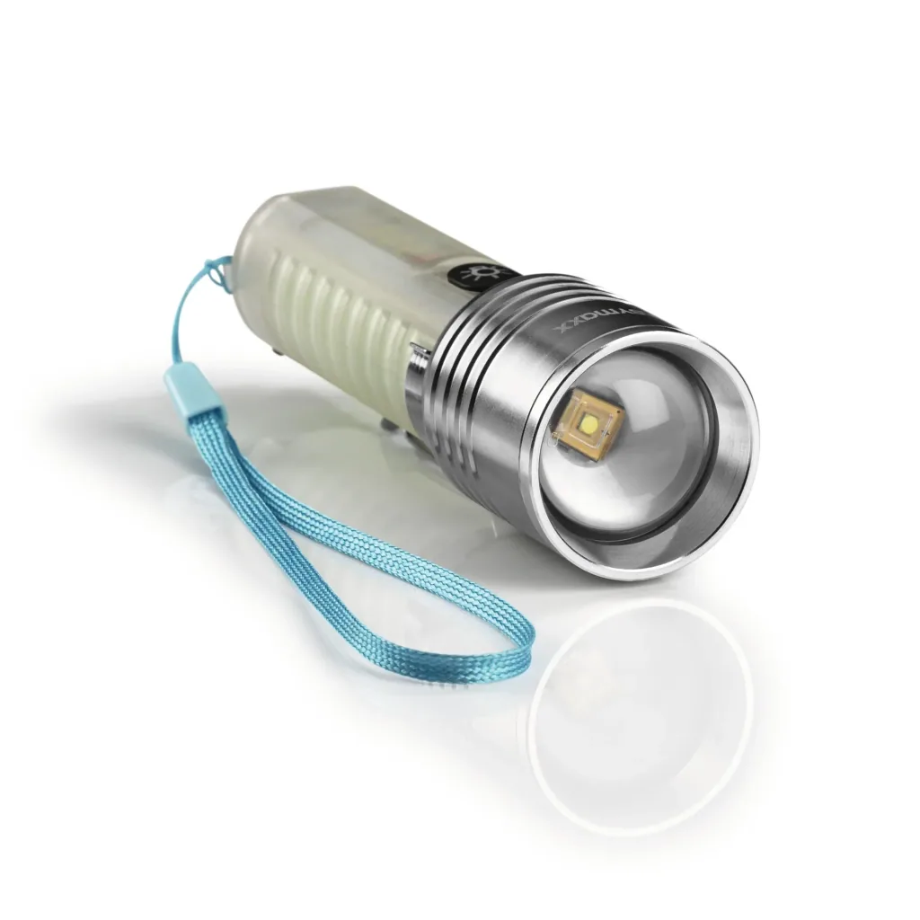 Power Taschenlampe mit fluoreszierendem Griff, aufladbar