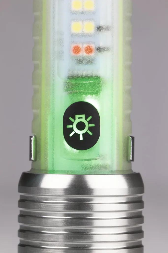 Power Taschenlampe mit fluoreszierendem Griff, aufladbar