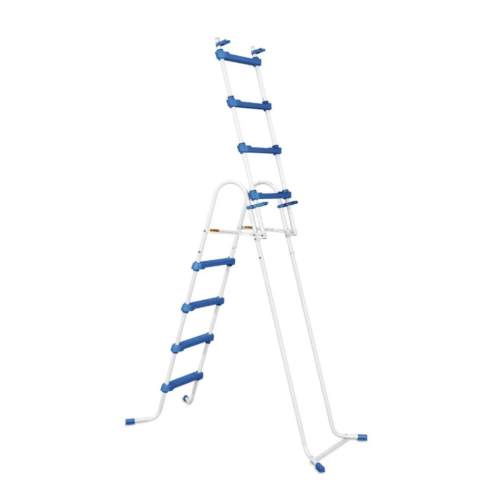Summer Waves Pool Leiter 132 cm Blau/Weiß – Stahlrahmen, rutschfeste Trittstufen