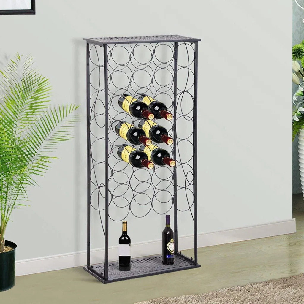 Weinregal Flaschenregal Weinständer für 28 Flaschen Weinschrank Metall Schwarz 47,5 x 21,5 x 100 cm