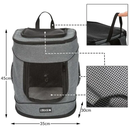 Haustier-Rucksack mit Klappe, Taschen, Gürtel und Bund