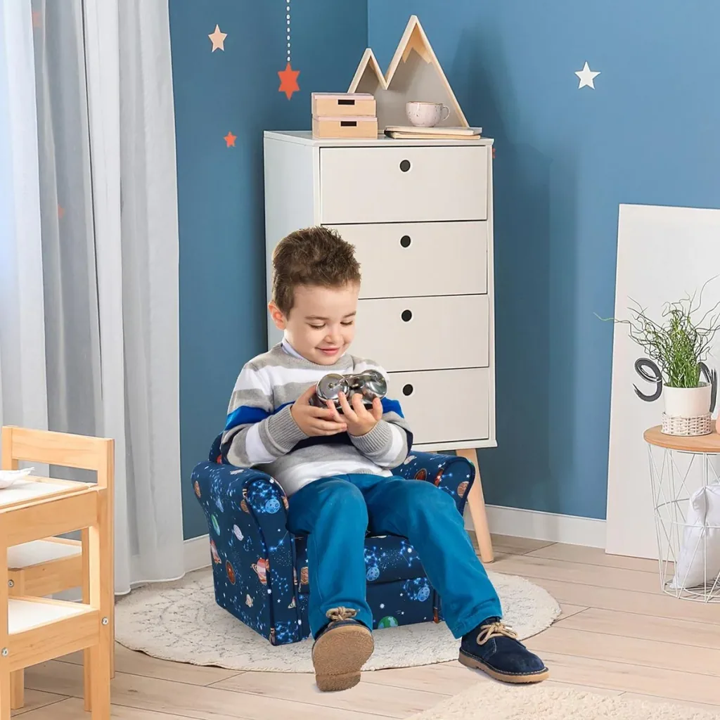 Kindersessel, Kinderzimmer Sofa, Kindersofa Mini-Sofa-Sessel für 3-6 Jahre,Polyester, Blau, 50 x 39 x 44 cm