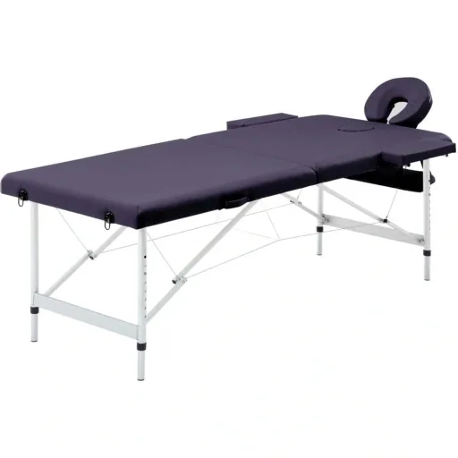 Klappbarer Massagetisch 2 Zonen Aluminium Wein lila