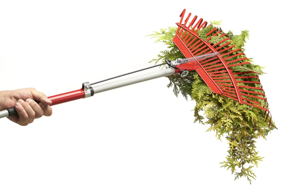 Rasenrechen mit Laubgreifer - teleskopierbar - mit 25 Zinken inklusive Gartensack 140 L