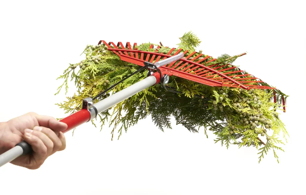 Rasenrechen mit Laubgreifer - teleskopierbar - mit 25 Zinken inklusive Gartensack 140 L