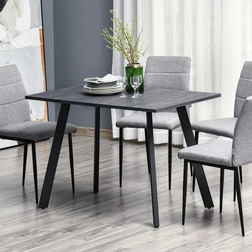 Esstisch Küchentisch mit Metallbeinen und geräumiger Tischplatte Holztisch Dunkelgrau MDF Metall 110 x 70 x 76 cm