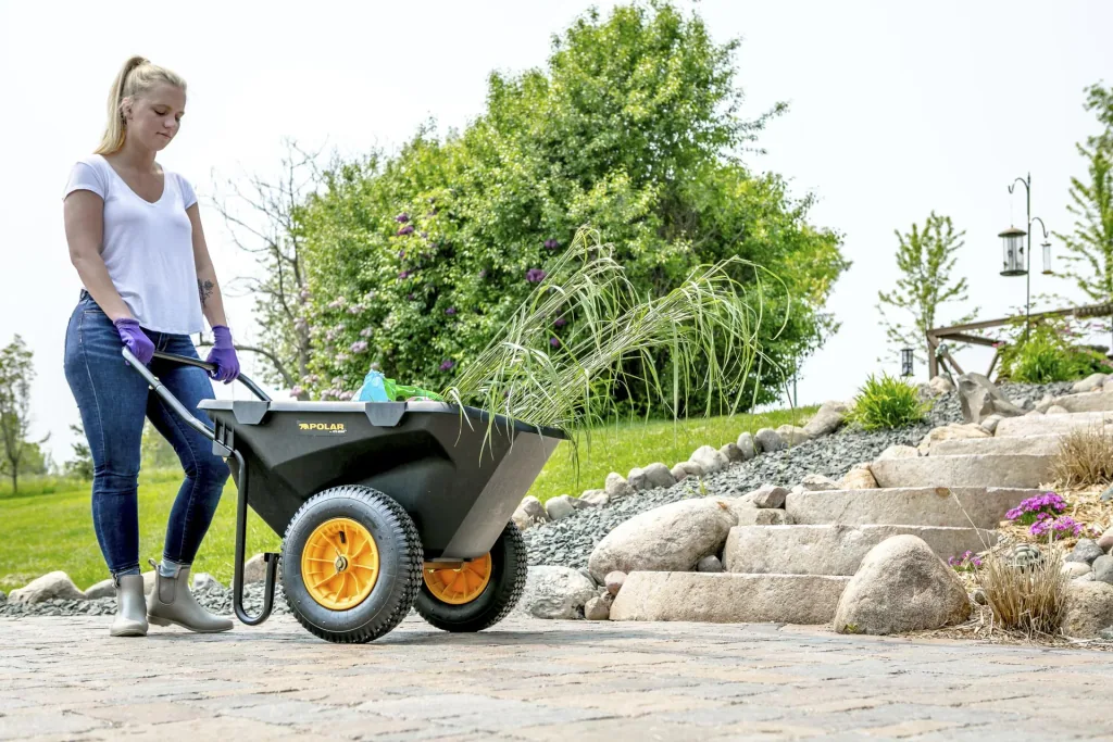 Polar Schubkarre Cub Cart 198L 71×127×74 cm Schwarz – 181 kg Traglast, Vollgummi-Räder