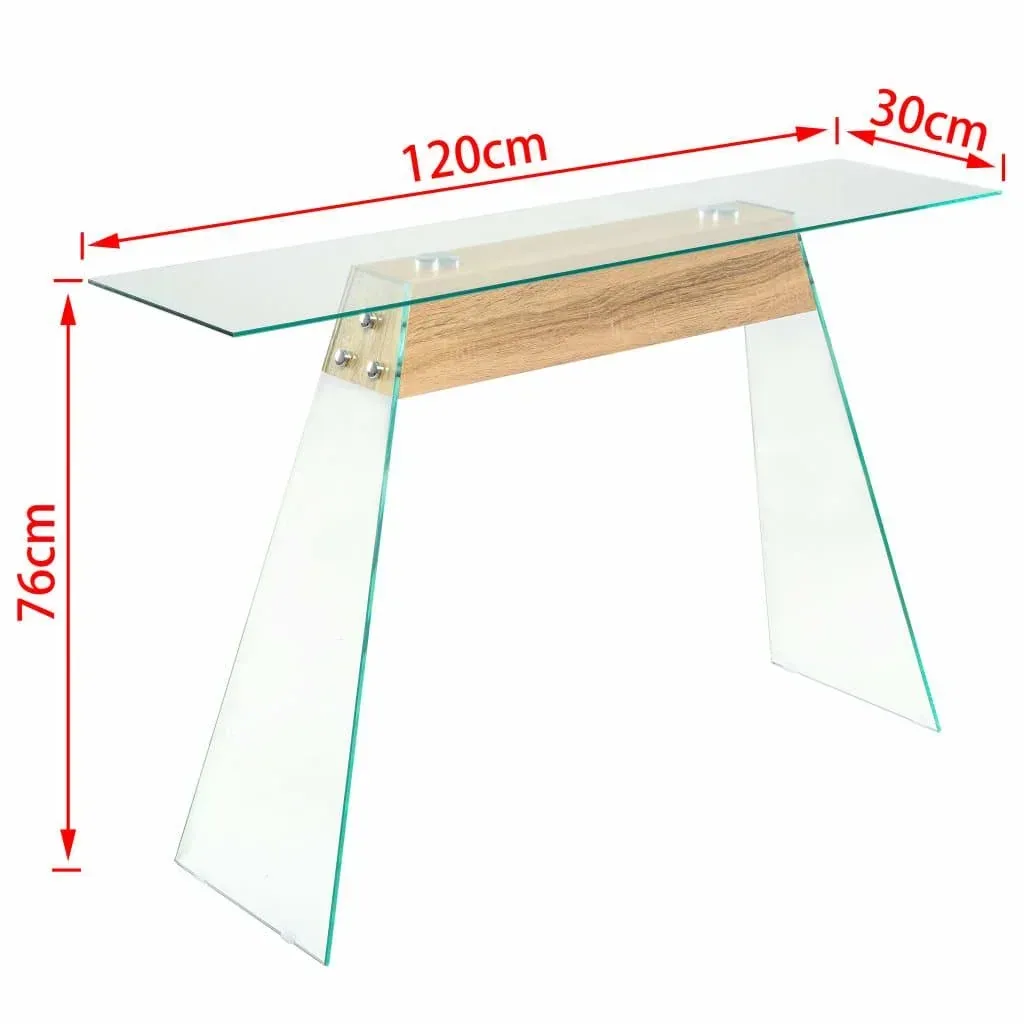 Wandtisch 120x30x76 cm MDF und Glas Farbe Eiche
