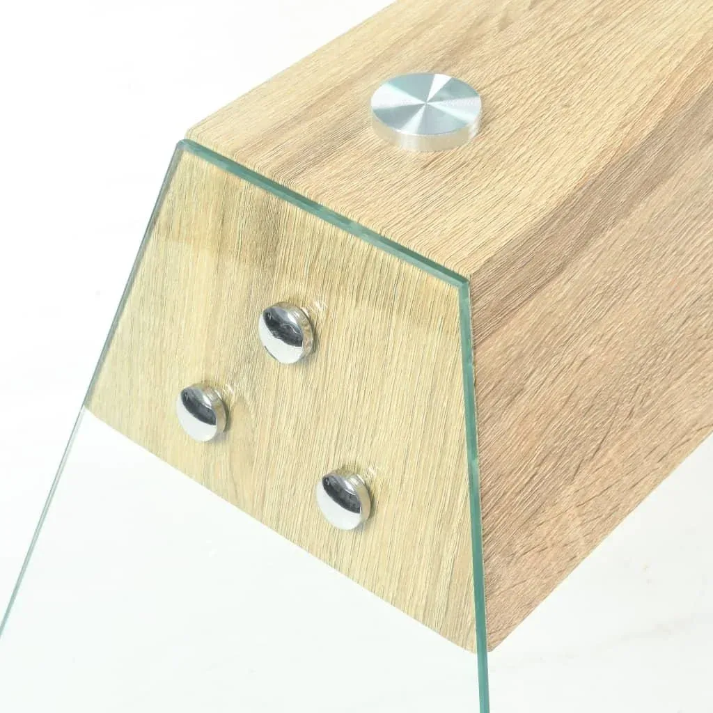 Wandtisch 120x30x76 cm MDF und Glas Farbe Eiche