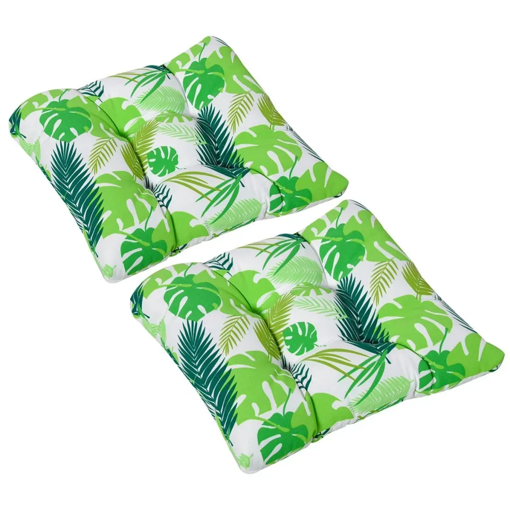 2er-Set Sitzkissen Stuhlkissen Sitzauflage Gartenstuhlkissen leicht zu reinigen Grün gestreift 50L x 45B x 8T cm