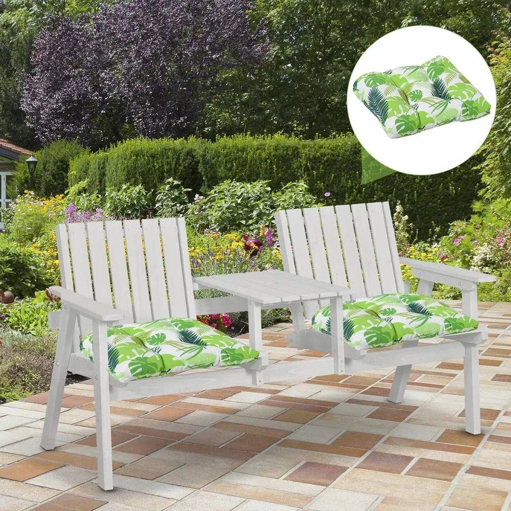 2er-Set Sitzkissen Stuhlkissen Sitzauflage Gartenstuhlkissen leicht zu reinigen Grün gestreift 50L x 45B x 8T cm