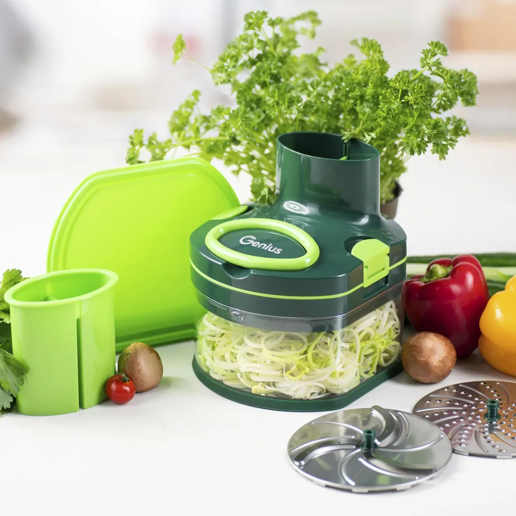 Manueller Food Processor "Pegasus", Gemüsezerkleinerer, Set, Grün, 10-teilig