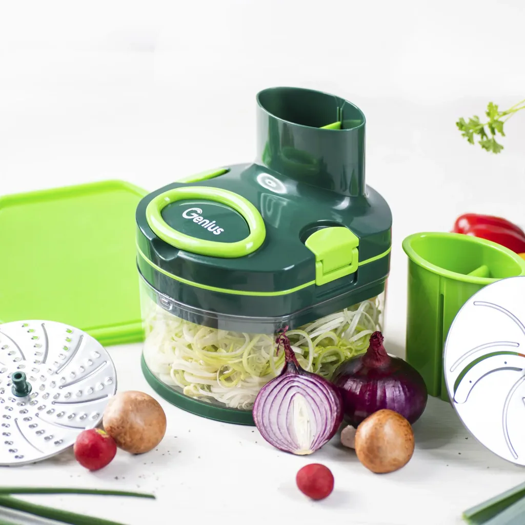 Manueller Food Processor "Pegasus", Gemüsezerkleinerer, Set, Grün, 10-teilig