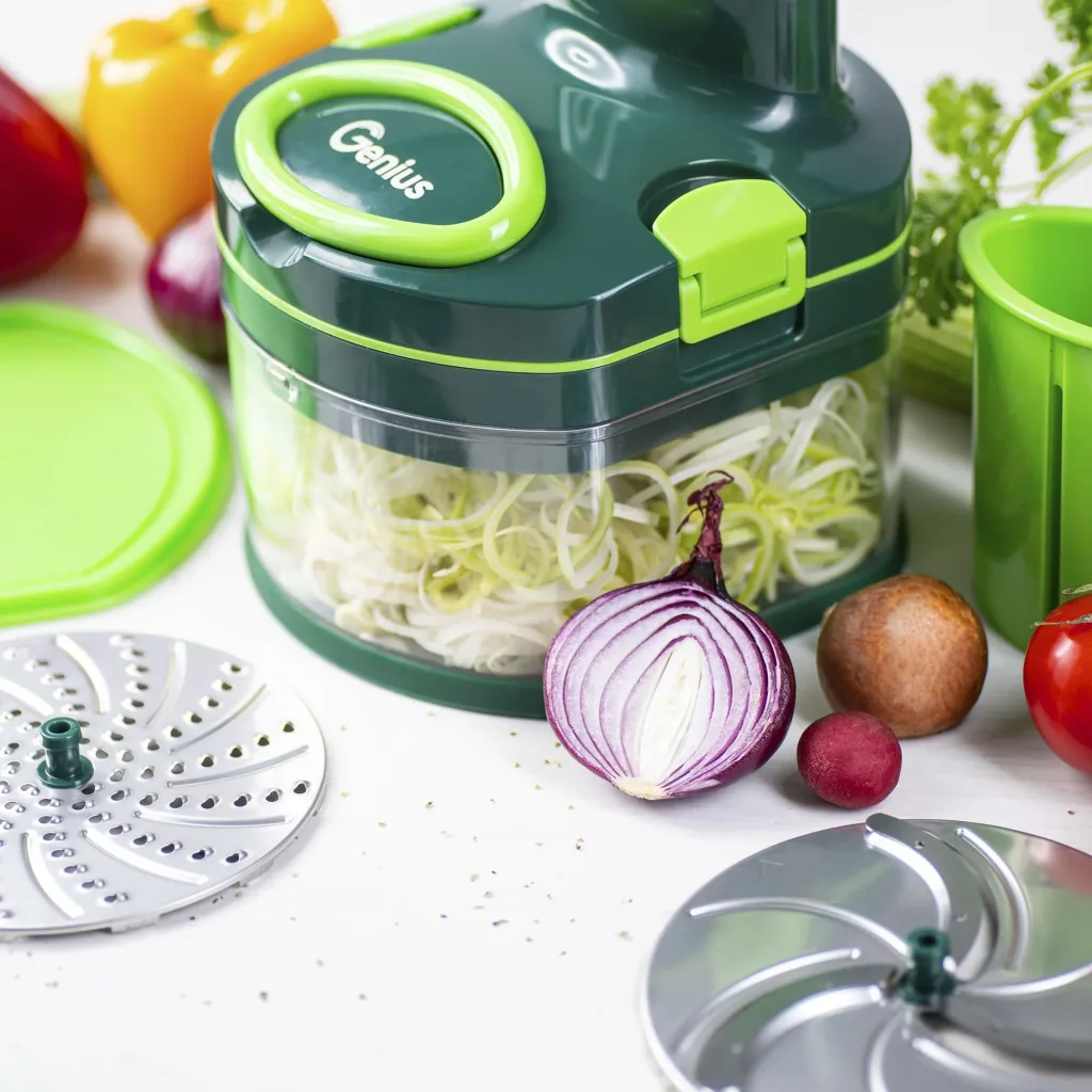 Manueller Food Processor "Pegasus", Gemüsezerkleinerer, Set, Grün, 10-teilig