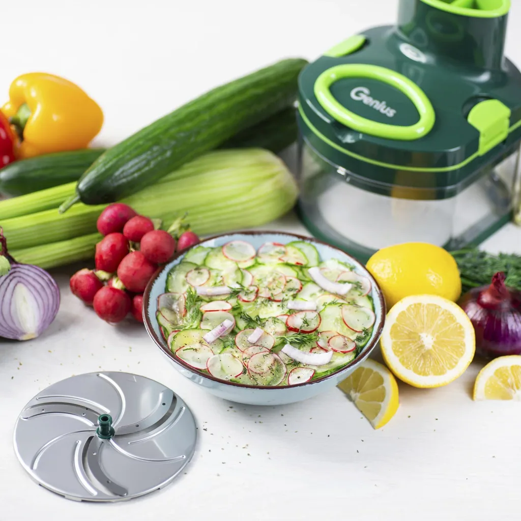 Manueller Food Processor "Pegasus", Gemüsezerkleinerer, Set, Grün, 10-teilig