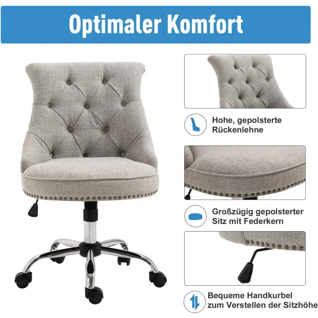 Polsterstuhl mit Chesterfield-Lehne hellgrau