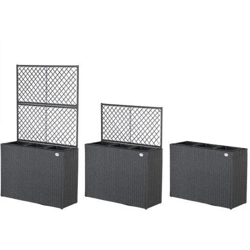 Polyrattan Pflanzgefäß mit Spalier Schwarz