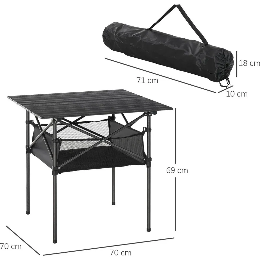 Campingtisch aus Aluminium faltbar Klapptisch Falttisch mit Netztasche tragbarer Picknicktisch für Camping Garten Party