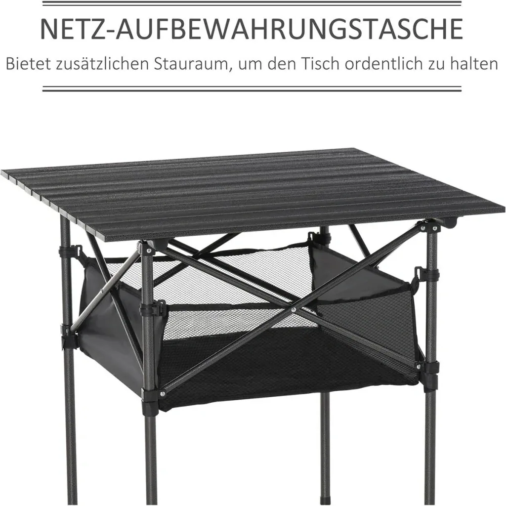 Campingtisch aus Aluminium faltbar Klapptisch Falttisch mit Netztasche tragbarer Picknicktisch für Camping Garten Party