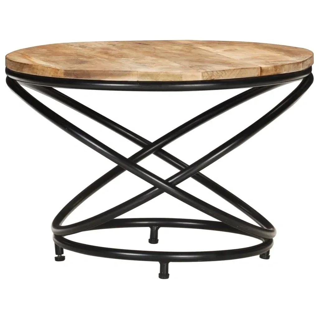 Couchtisch 60x60x40 cm Mangoholz massiv roh schwarz