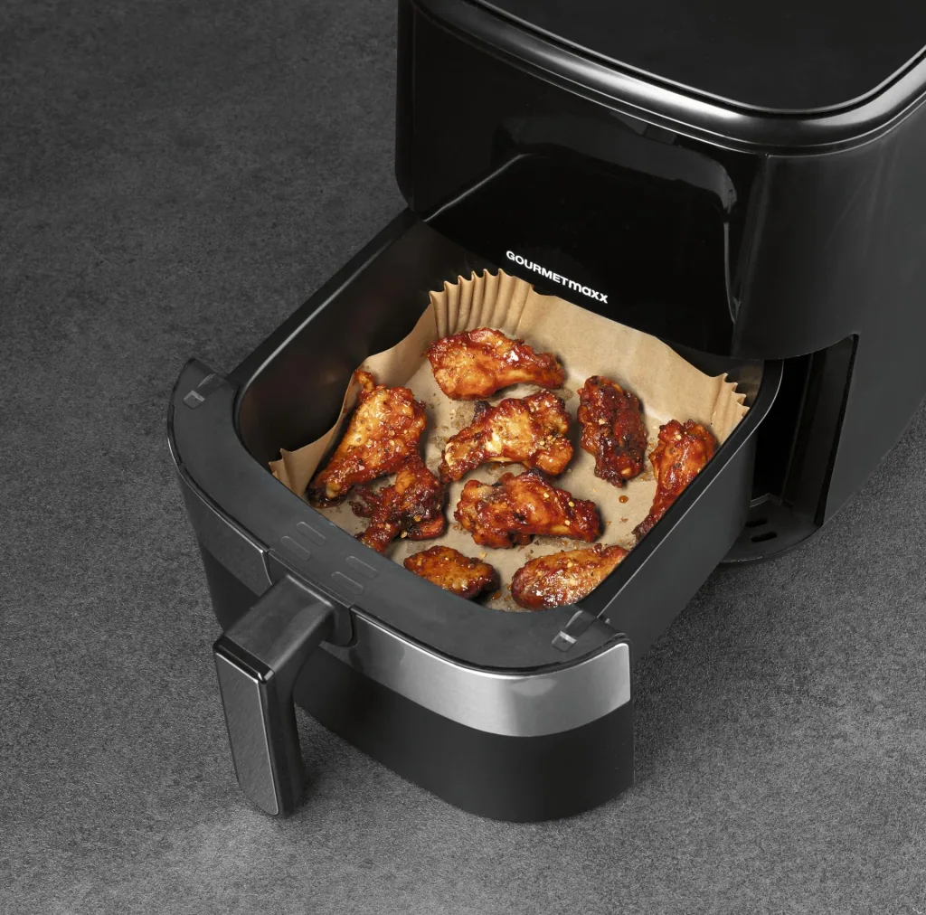 Backpapier-Schalen, 100 Stück zu 601414 Heißluft-Fritteuse Digital, 6,2 Liter, 1500 Watt