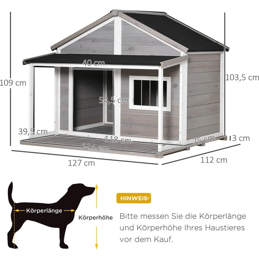 Hundehütte Country - Grau/Weiß - 127 x 112 x 109 cm