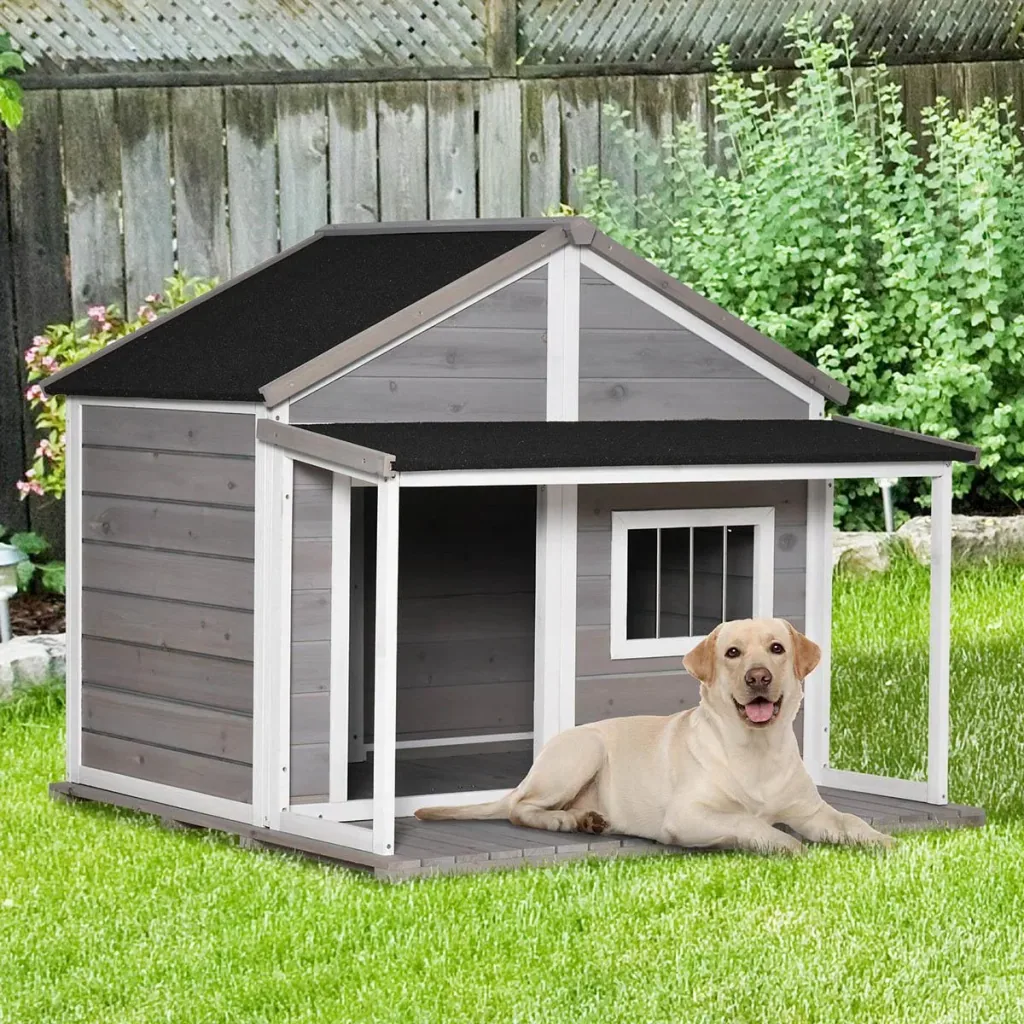 Hundehütte Country - Grau/Weiß - 127 x 112 x 109 cm