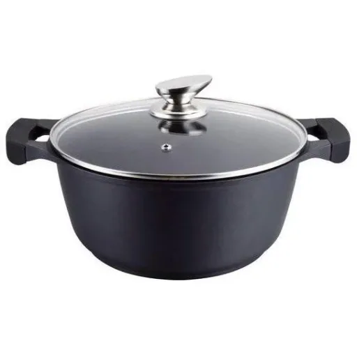 Kasserolle - mit Glasdeckel - 34 cm - Schwarz