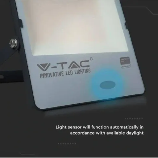 VT-167S LED-Flutlicht mit Tag/Nacht-Sensor - 150 W - 15000 Lm - 3000K - schwarz