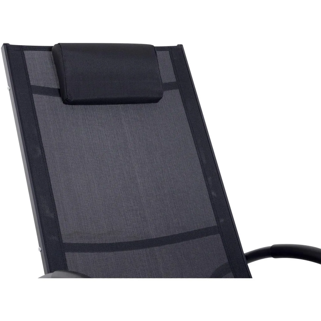 Schaukelstuhl Schaukelliege Gartenliege Schwungliege mit Kopfkissen wetterfest Aluminium Schwarz bis 120 kg 113 x 63 x 8