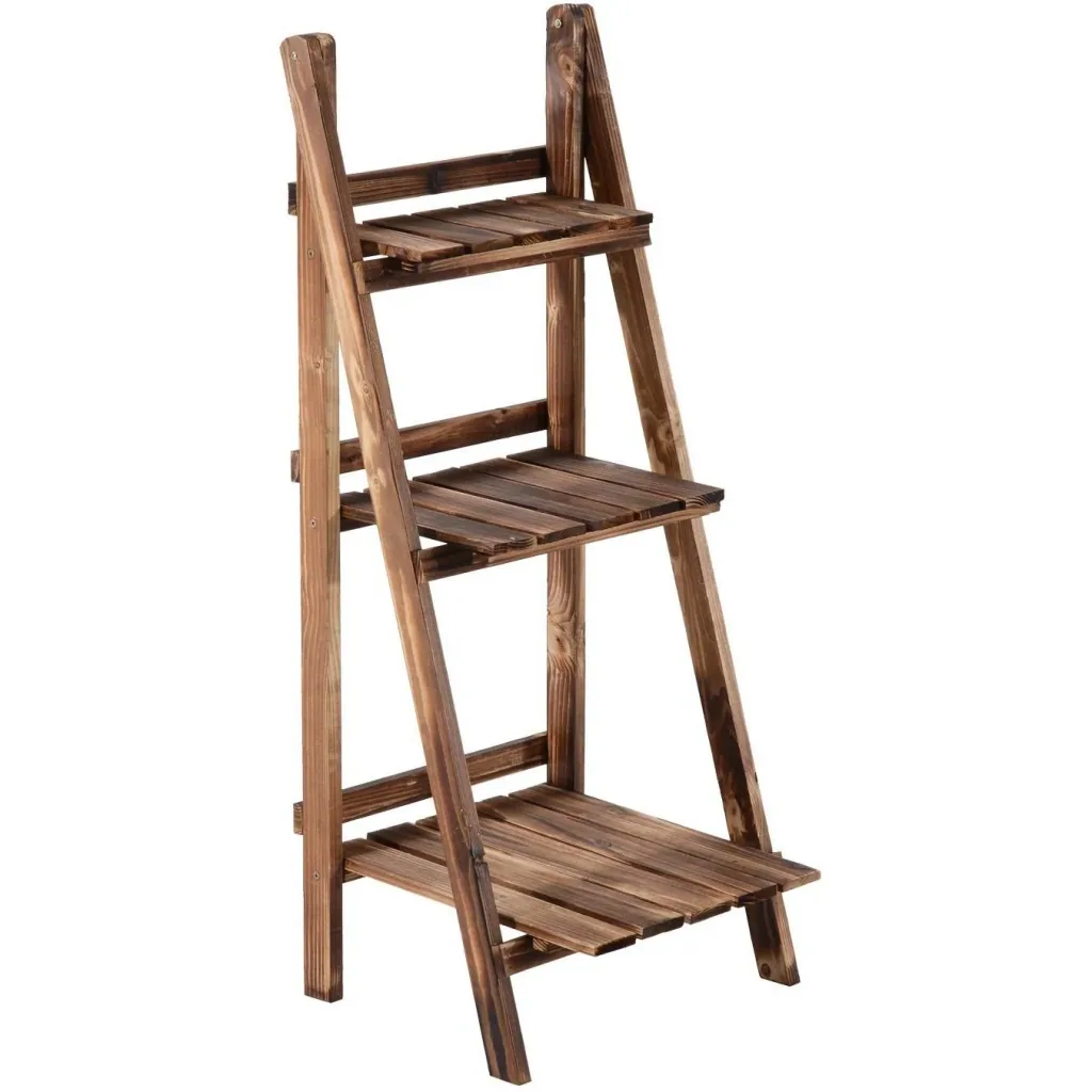 Pflanzentreppe L40 x W37 x H93cm Blumenregal 3 Stufen Tannenholz
