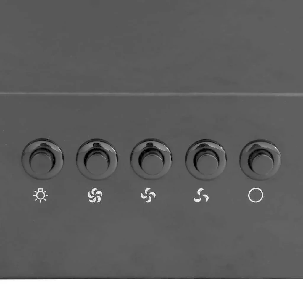 Wandhaube 60 cm aus Edelstahl und gehärtetem Glas schwarz