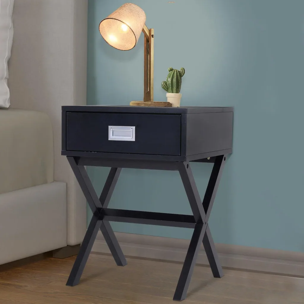 Nachttisch Nachtkommode Flurkommode mit Schublade Holz schwarz 40 x 40 x 55 cm