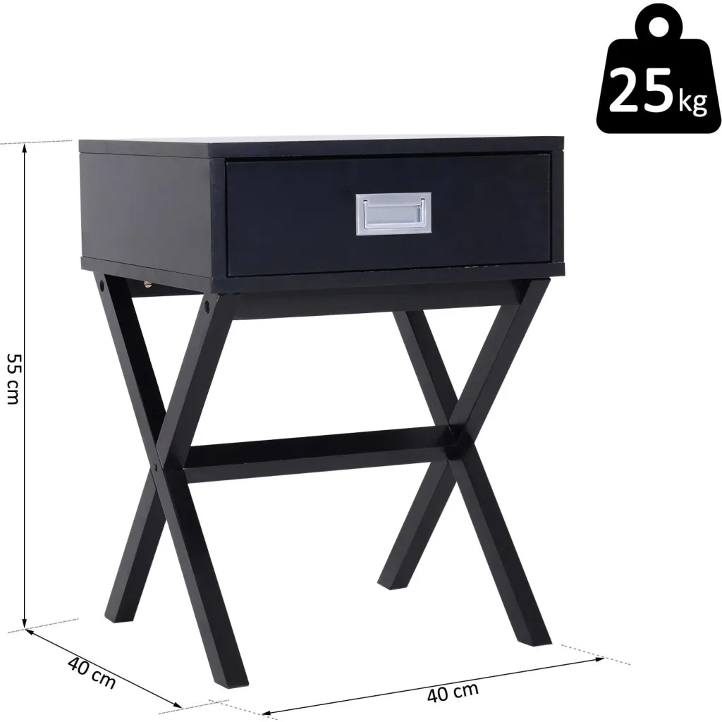 Nachttisch Nachtkommode Flurkommode mit Schublade Holz schwarz 40 x 40 x 55 cm