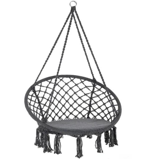 Hängesessel rund mit Fransen grau Ø61cm
