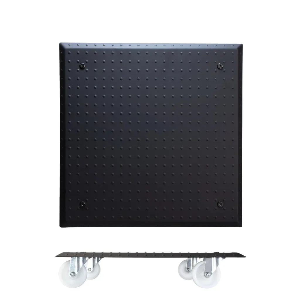 Multi Roller MR 1391, 45 x 45 x 9,5 cm, harte Rollen Ø 75 mm, Rollenlager, Aluminium Noppenblech, Tragkraft 150 kg